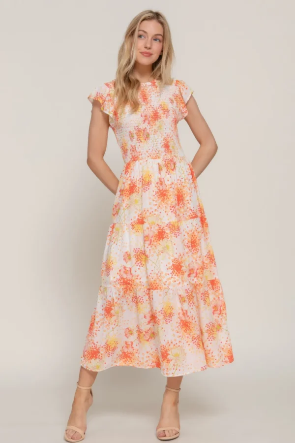 Ruffl Slv Smocked Floral Print Dresss - Image 11