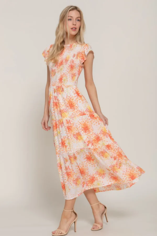 Ruffl Slv Smocked Floral Print Dresss - Image 9