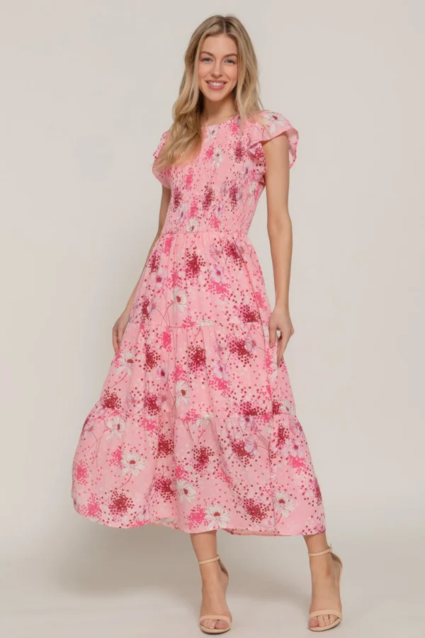 Ruffl Slv Smocked Floral Print Dresss - Image 5