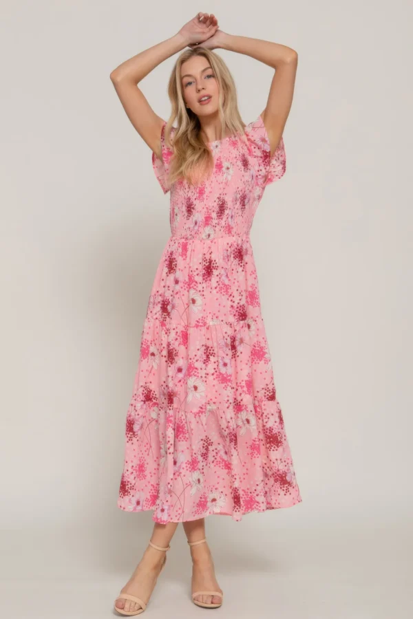 Ruffl Slv Smocked Floral Print Dresss - Image 3