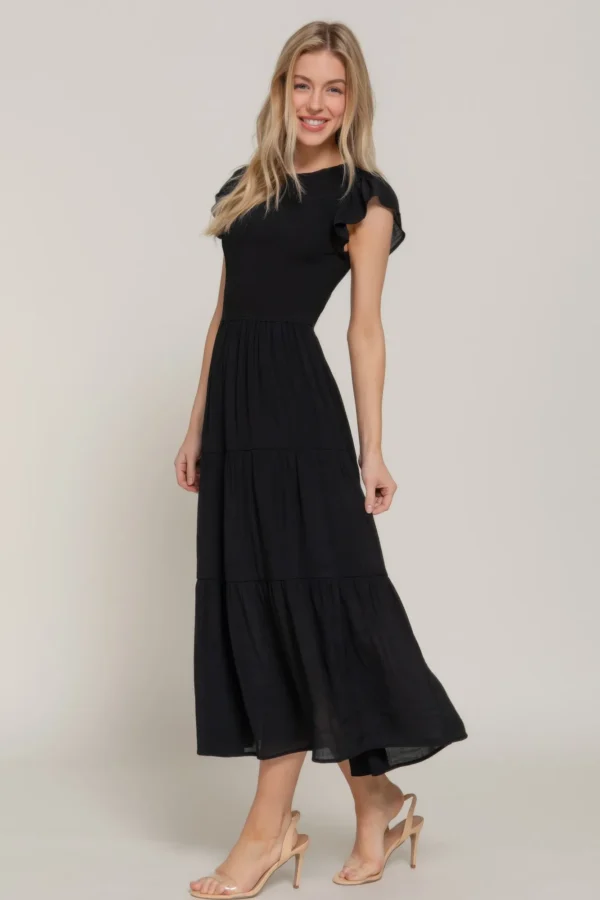 Ruffle Slv Smocked Solid Tired Dress - Image 6