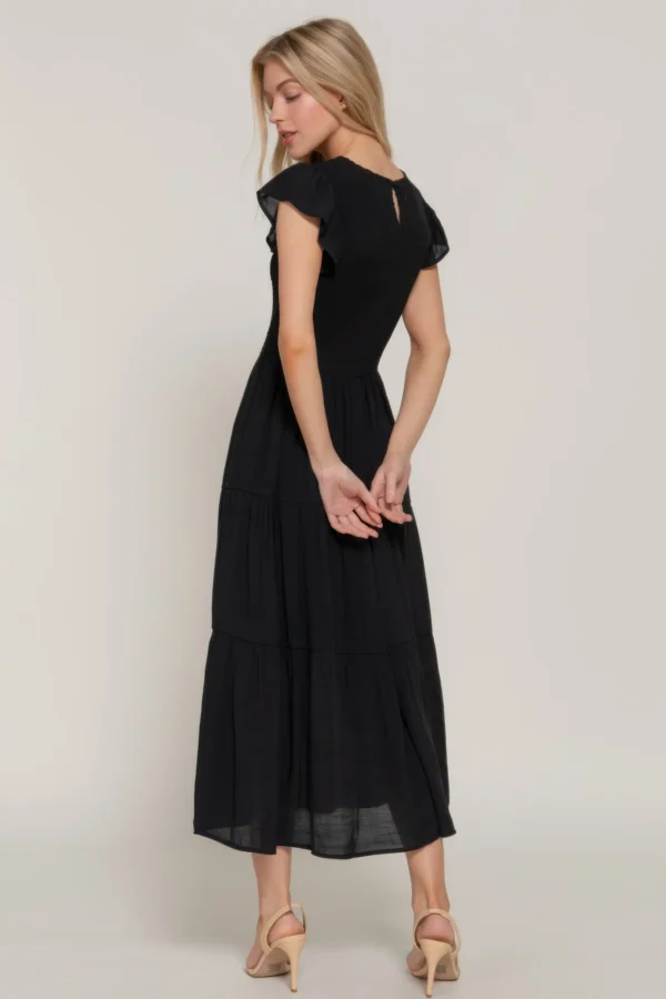 Ruffle Slv Smocked Solid Tired Dress - Image 5