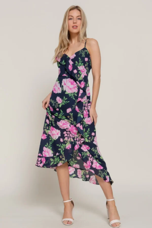 Floral Print Ruffle Slip Midi Dress - Image 7