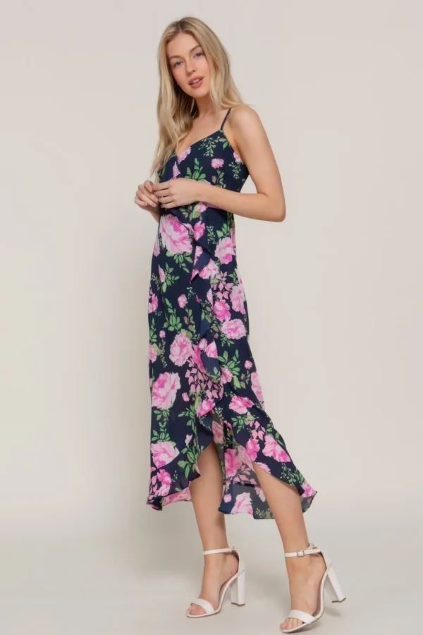 Floral Print Ruffle Slip Midi Dress - Image 6