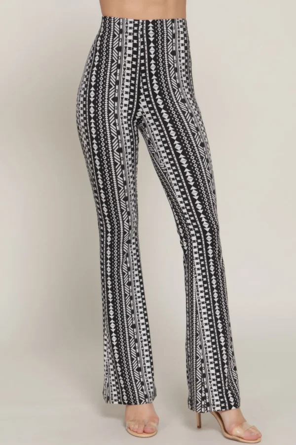 Waist Elastic Slim Flare Print Pants - Image 8