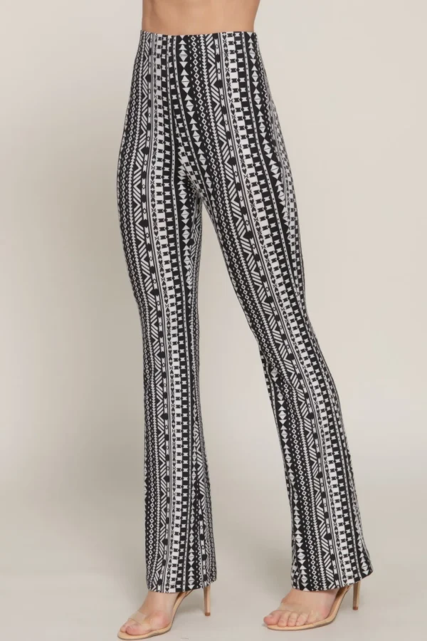 Waist Elastic Slim Flare Print Pants - Image 6