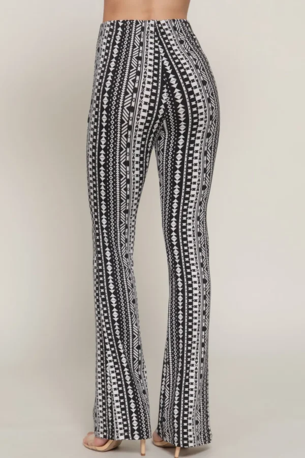 Waist Elastic Slim Flare Print Pants - Image 5
