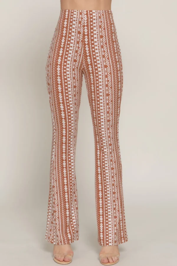 Waist Elastic Slim Flare Print Pants - Image 4