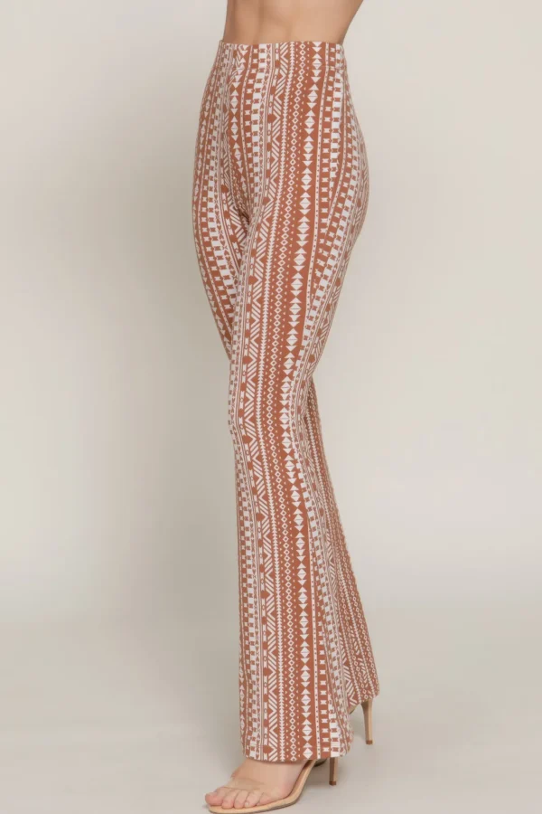 Waist Elastic Slim Flare Print Pants - Image 2