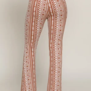 Waist Elastic Slim Flare Print Pants