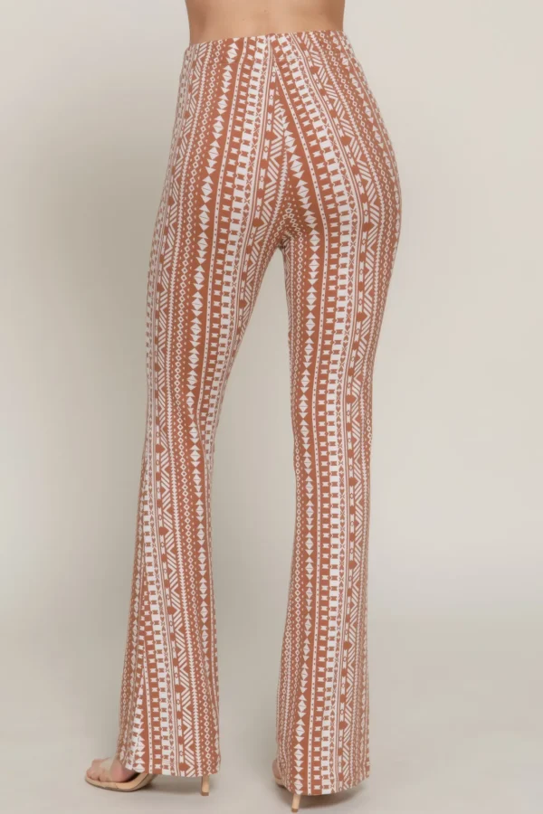 Waist Elastic Slim Flare Print Pants