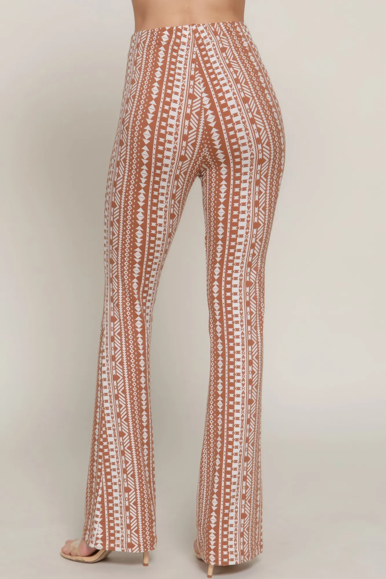 Waist Elastic Slim Flare Print Pants