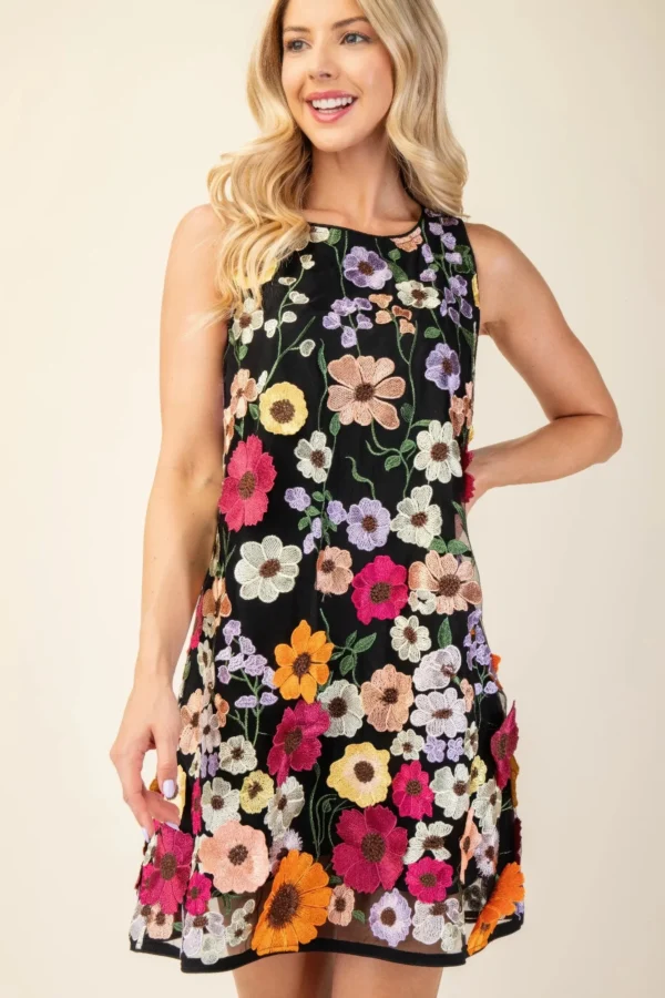 3d Floral Embroidered Sleeveless Mini Dress - Image 20