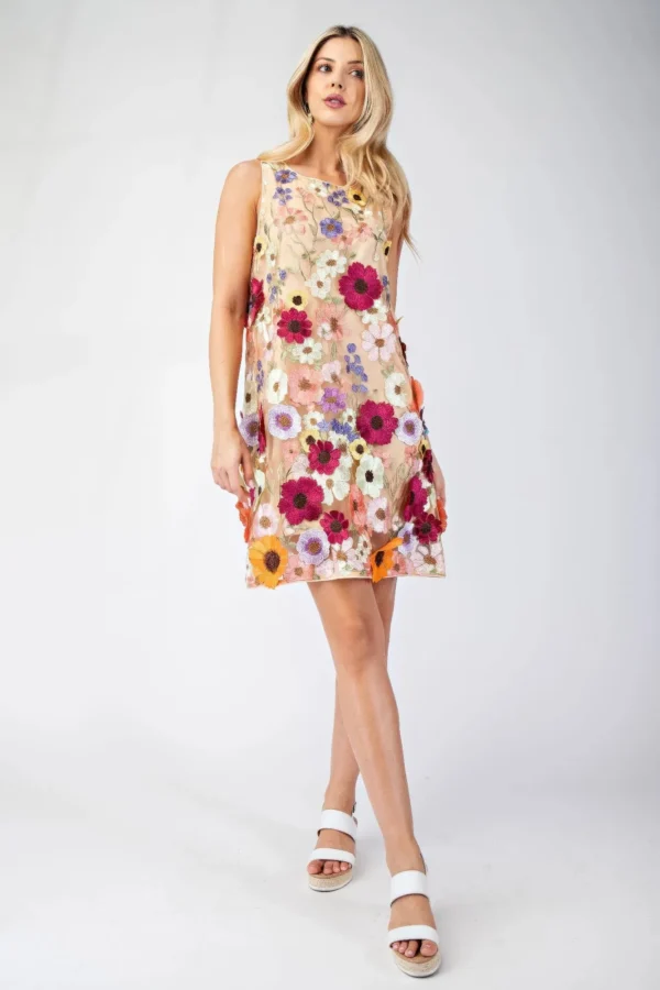 3d Floral Embroidered Sleeveless Mini Dress - Image 11