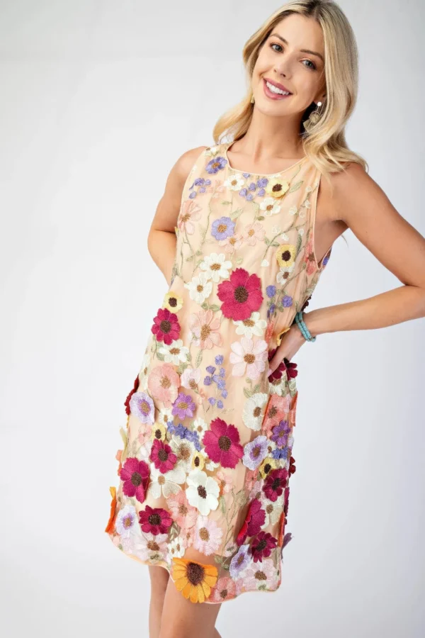 3d Floral Embroidered Sleeveless Mini Dress - Image 10
