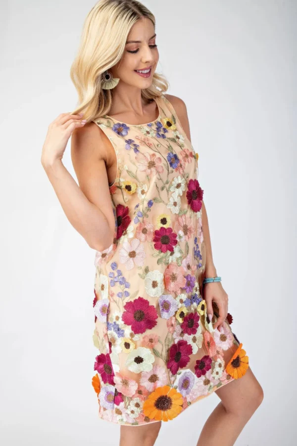 3d Floral Embroidered Sleeveless Mini Dress - Image 9