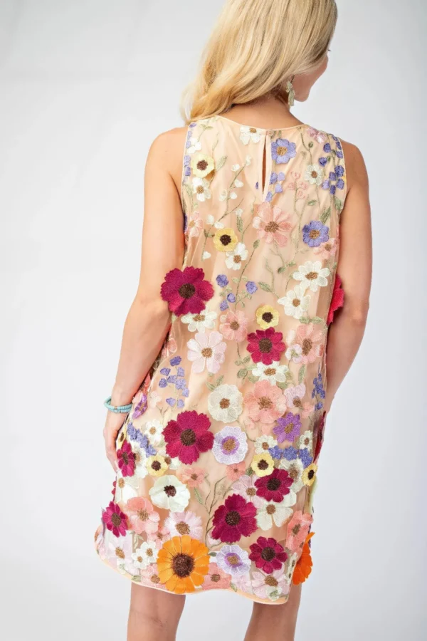 3d Floral Embroidered Sleeveless Mini Dress - Image 7