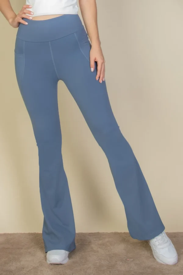High Waist Side Pocket Flare Leggings - Image 4