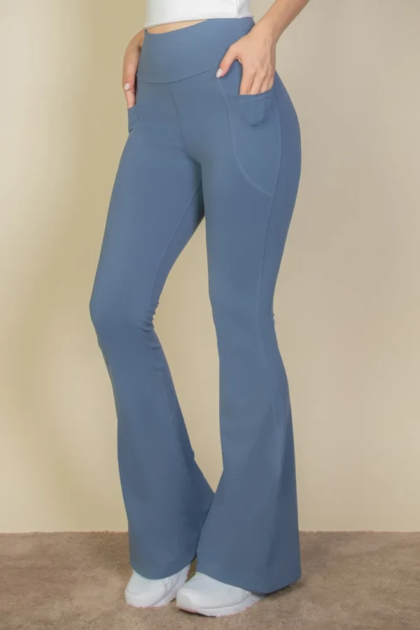 High Waist Side Pocket Flare Leggings - Image 2