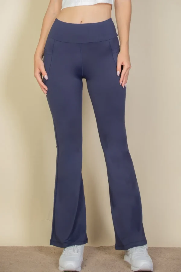 High Waist Side Pocket Flare Leggings - Image 9