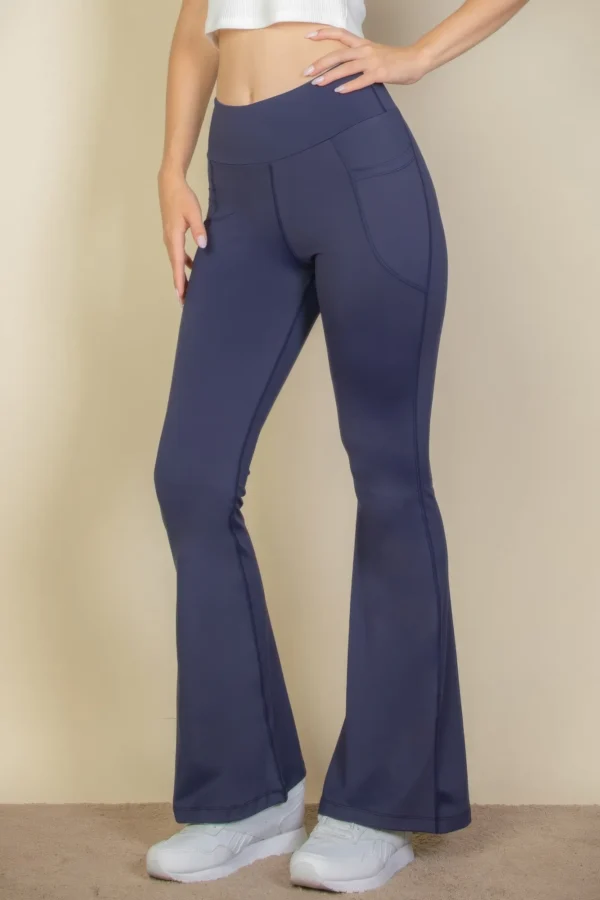 High Waist Side Pocket Flare Leggings - Image 7