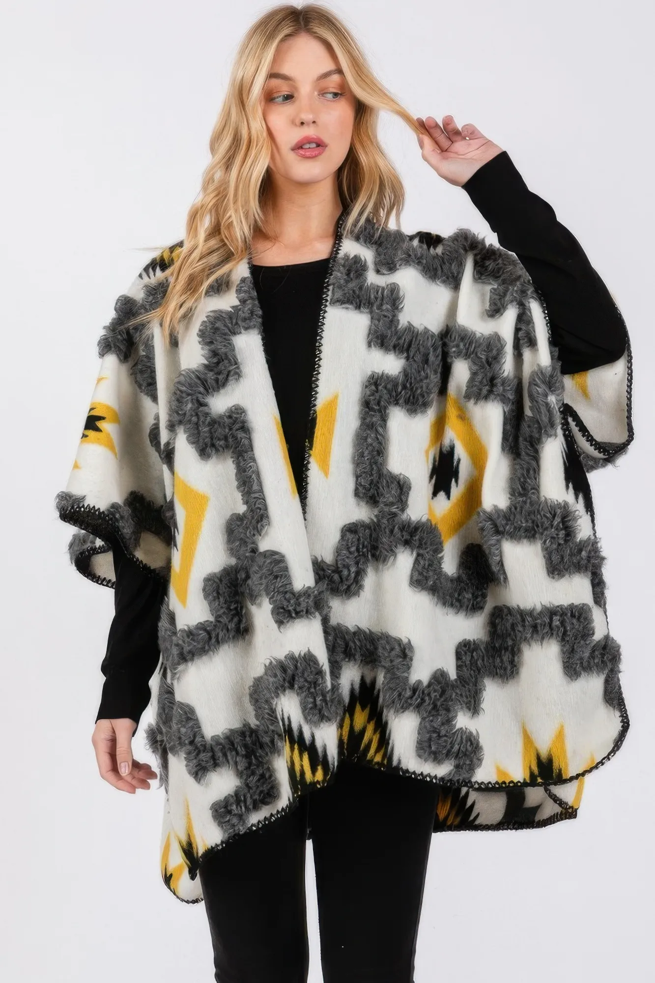 Fuzzy Aztec Pattern Kimono