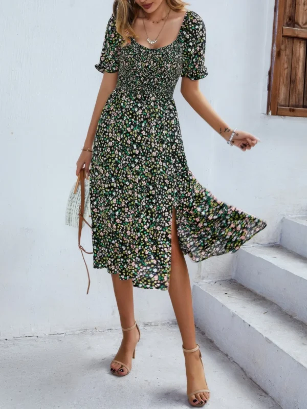 Bohemia Floral Puff Sleeve Flounce Sleeve Dress - Image 13