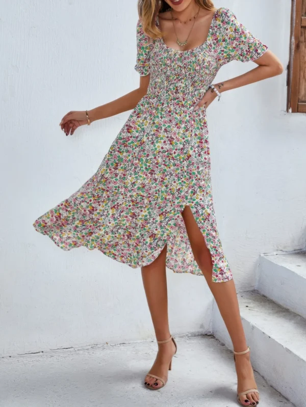Bohemia Floral Puff Sleeve Flounce Sleeve Dress - Image 10