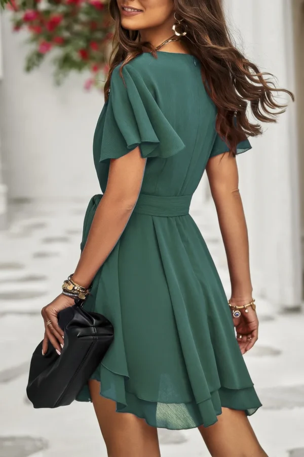 Chiffon Layer Hem Waist Tie Layer Hem Ruffle Dress - Image 9