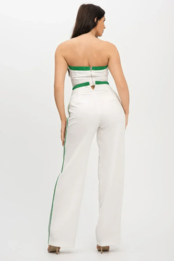 Stripe Tapping Contrast Elastic Band Toppants Set - Image 4