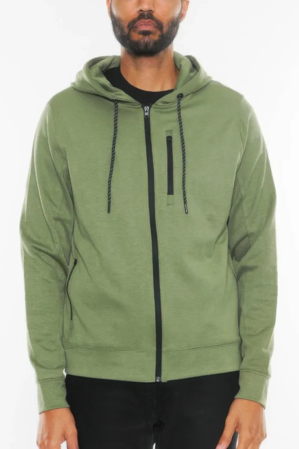 Solid Heathered Zip Up Jacket - Image 5
