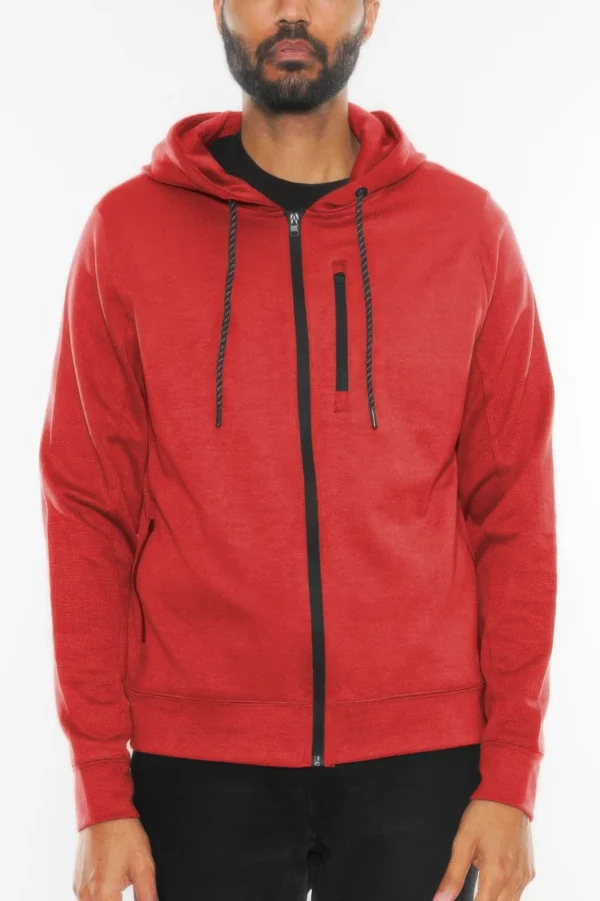Solid Heathered Zip Up Jacket - Image 6