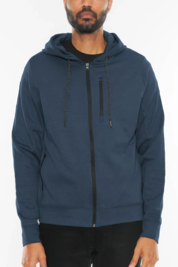 Solid Heathered Zip Up Jacket - Image 7