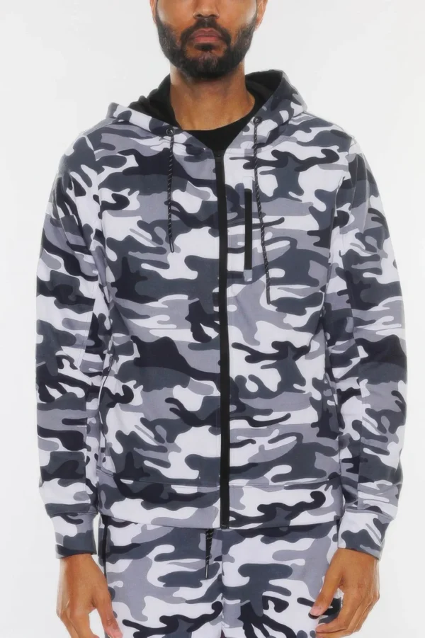 Solid Heathered Zip Up Jacket - Image 8