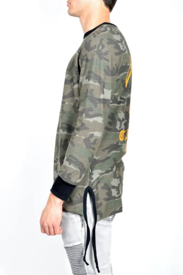 Mens Casual Long Sleeve Camo T-shirt Tops - Image 4