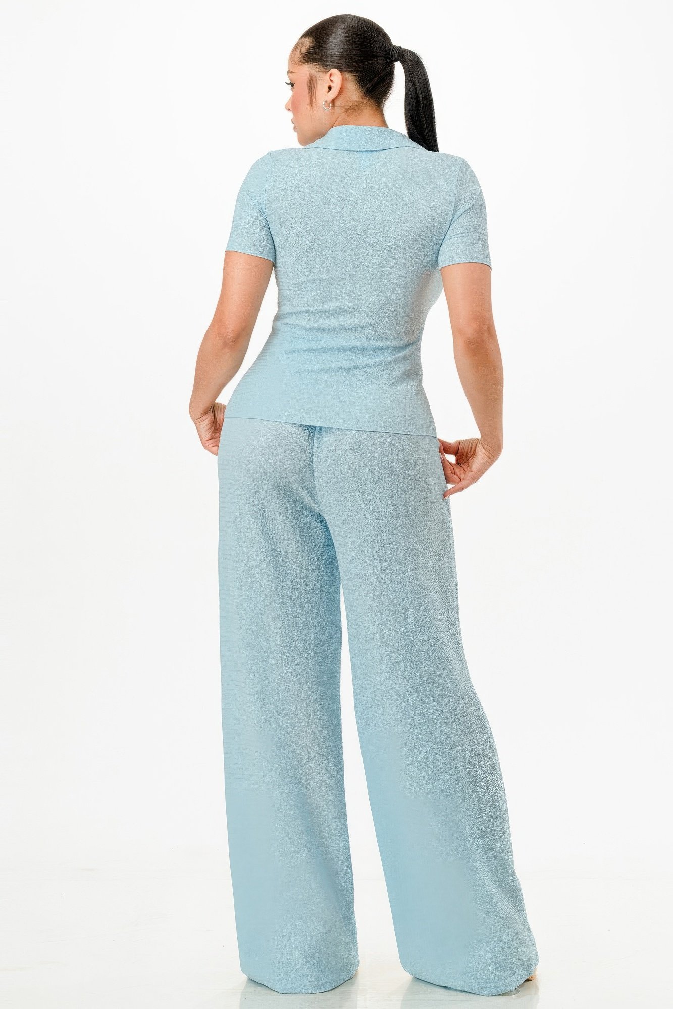 Textured polo top and pants set - Image 4