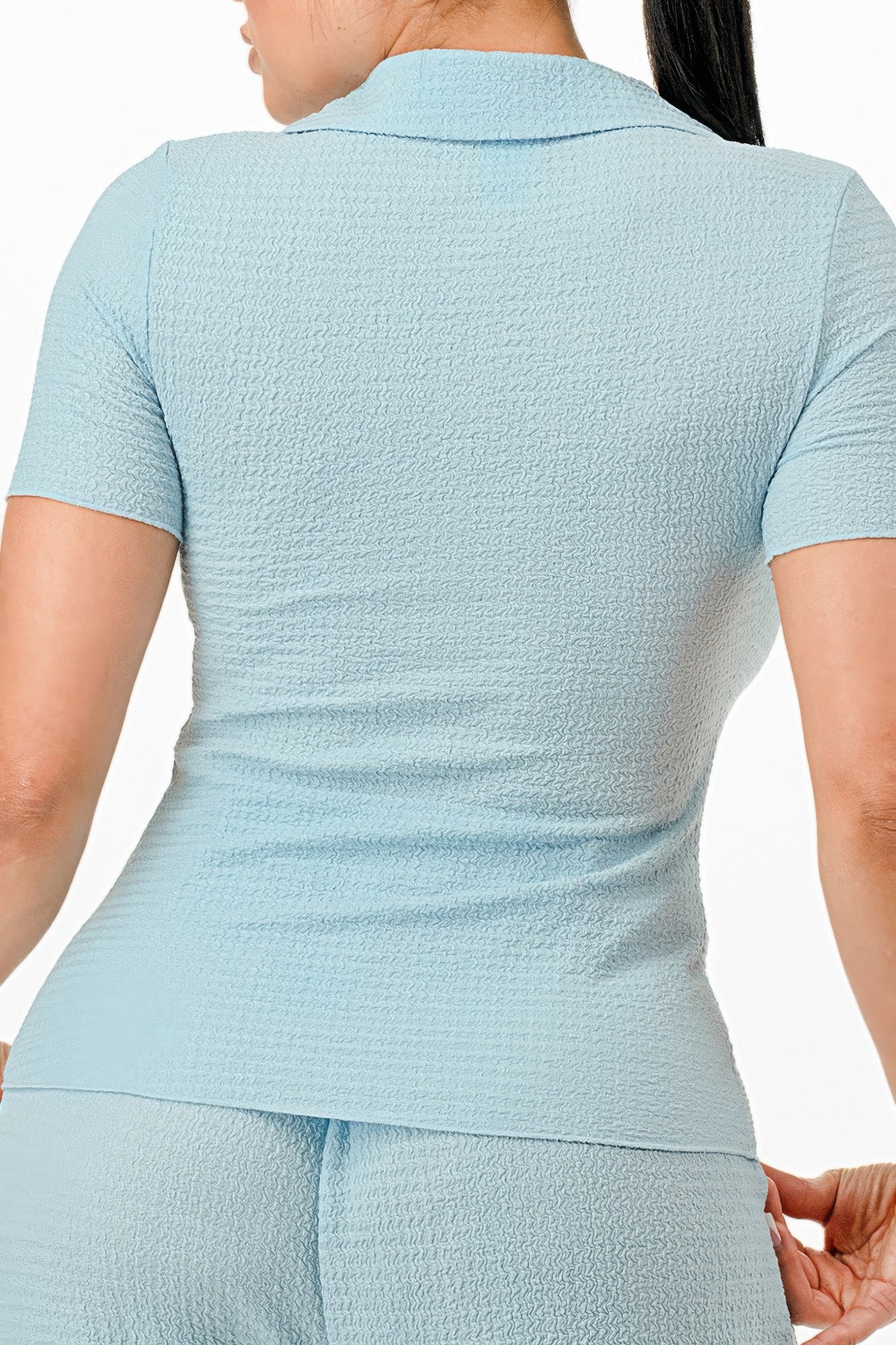 Textured polo top and pants set - Image 2