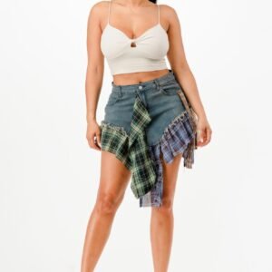 Flannel denim skirt