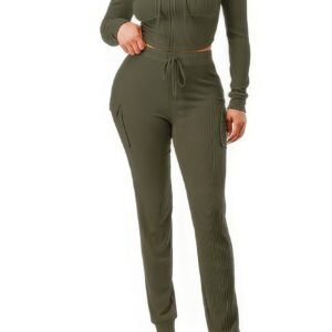 Rib cargo hoodie set