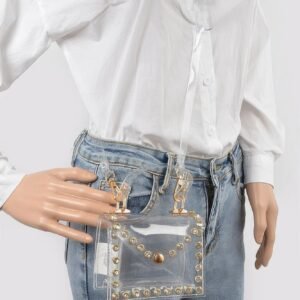 Rhinestone Stud Transparent Mini Bag