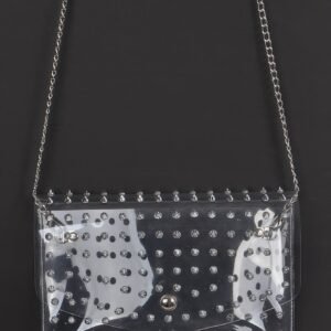 Multi Stoned Cross Body Chain Strap Visible Clutch
