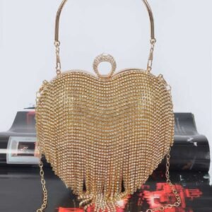 Rhinestone Fringe Heart Shape Party Bag