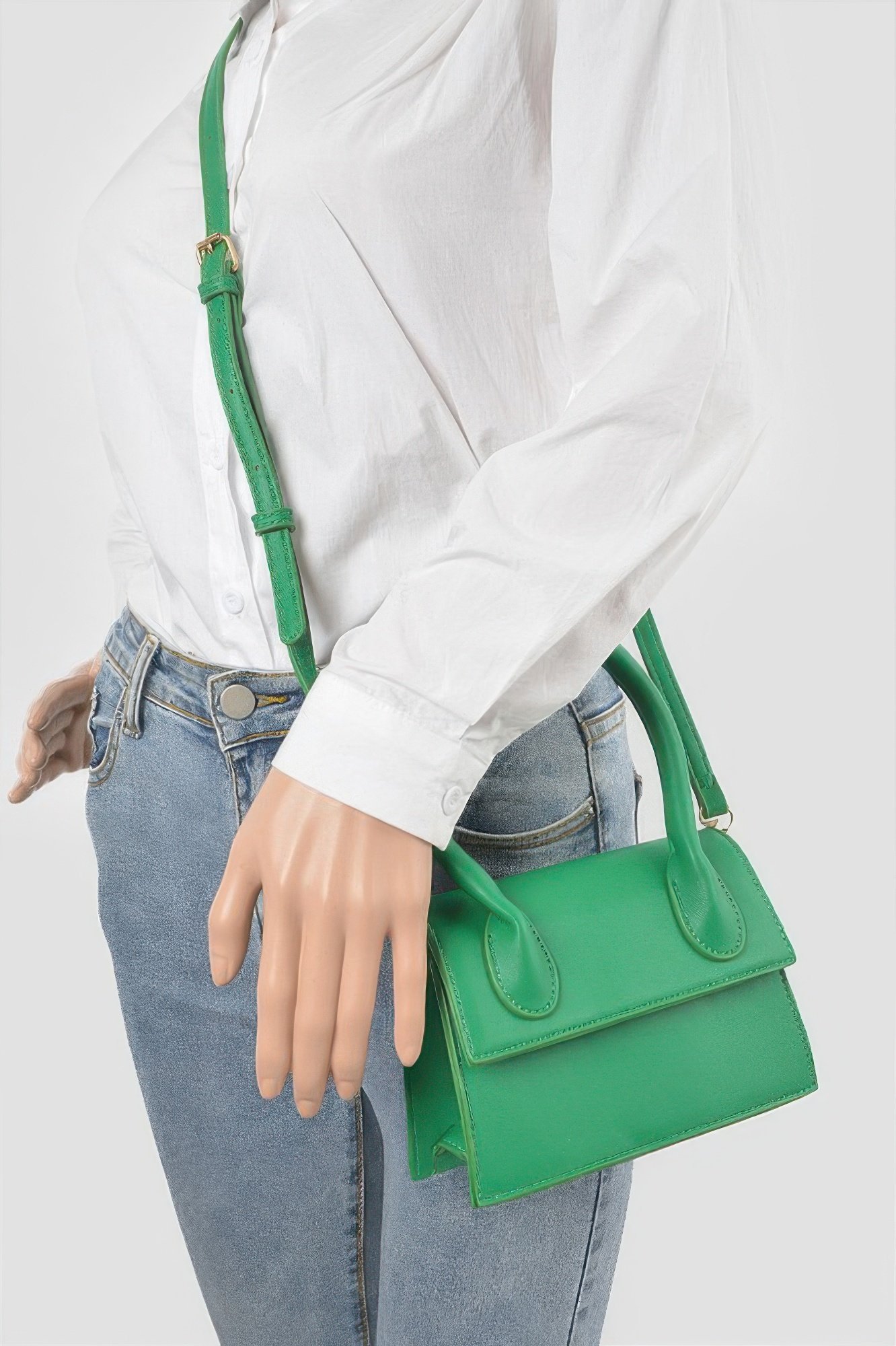 Faux Leather Top Handle Bag - Image 4