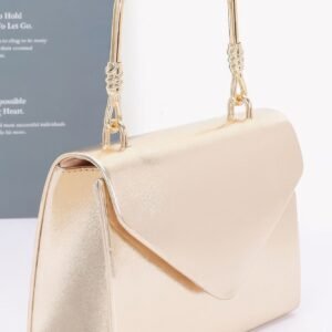 Metallic metal handle crossbody bag