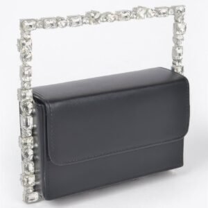 Faux Leather Multi Stones all around square handle bag