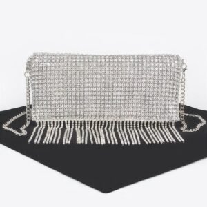 Rhinestone fringe clutch