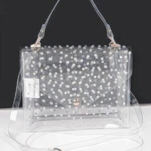 Rhinestone hot fix clear crossbody bag