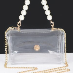 Transparent Pearl Handle Flap Bag