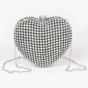 Rhinestone Heart Sahpe Party Clutch