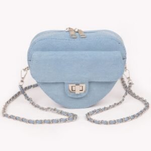 Heart Shape Denim Crossbody Bag